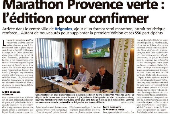 article var matin janvier 2020 marathon var provence verte