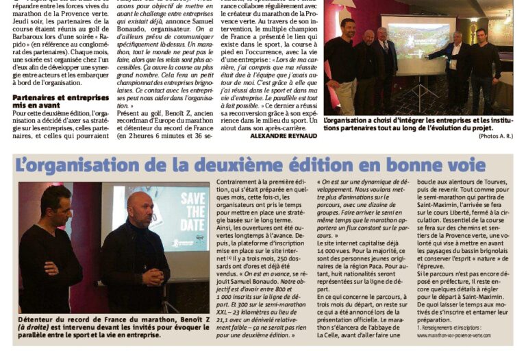 Le Marathon Var Provence Verte vise les entreprises - Var Matin